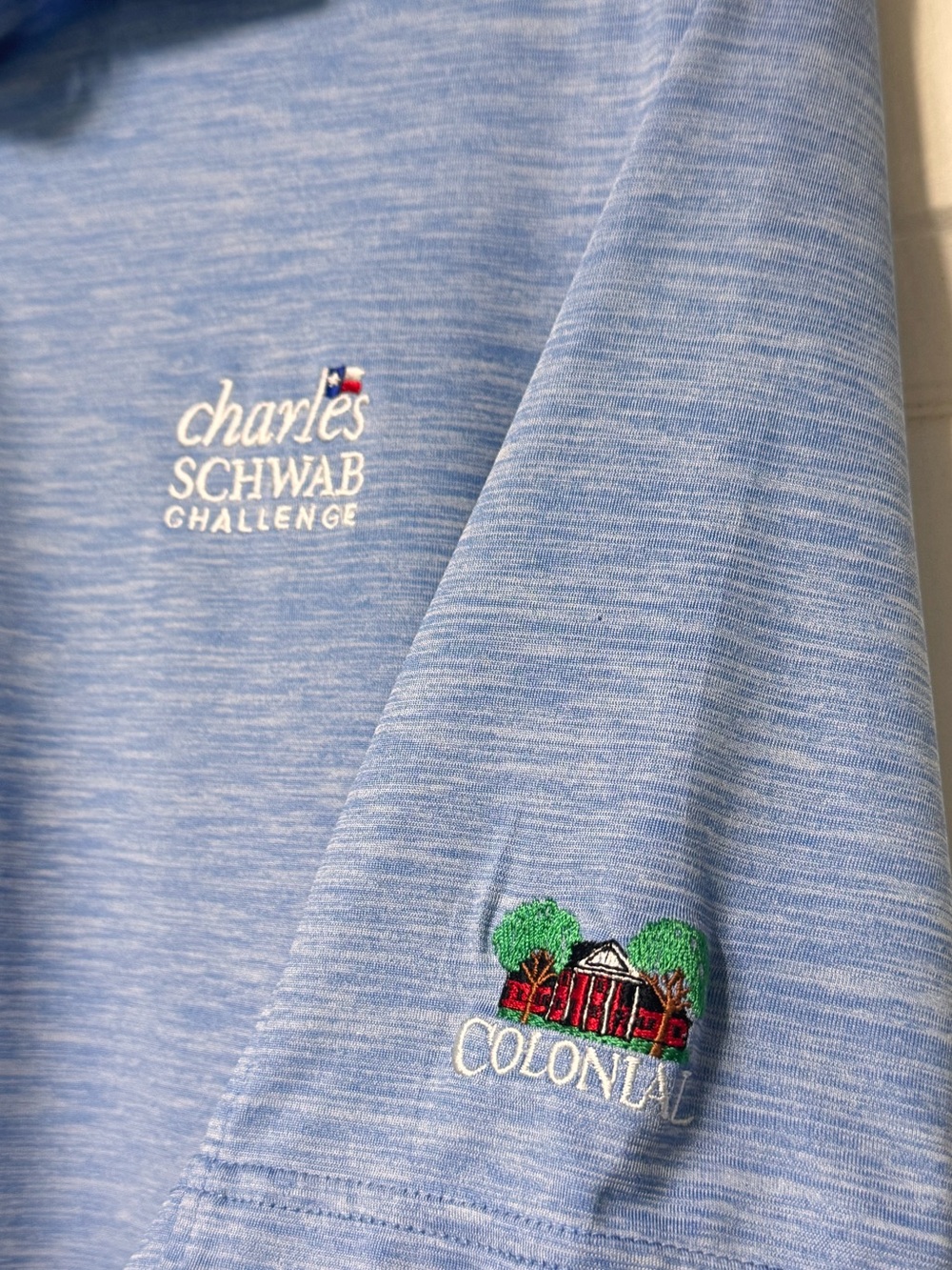 Charles Schwab Exclusive Collection Golf Polo Mens LARGE Blue Colonial CC